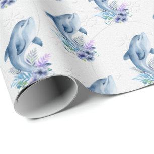 Papel De Regalo Boda De Delfines En Flores