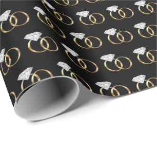 Papel De Regalo Boda de diamantes Anillo Oro Negro
