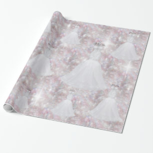 Papel De Regalo Boda de ducha de novia Vestido Pastel Purpurina Lu