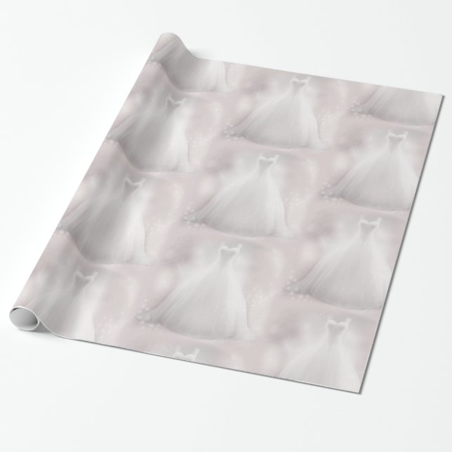 Papel De Regalo Boda de ducha de novia Vestido Pastel Purpurina Lu (Desenrollado)