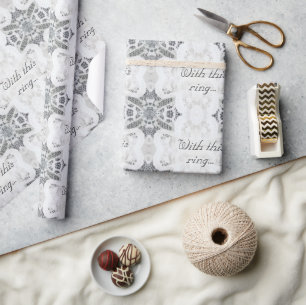 Papel De Regalo Boda de encaje blanco elegante personalizable