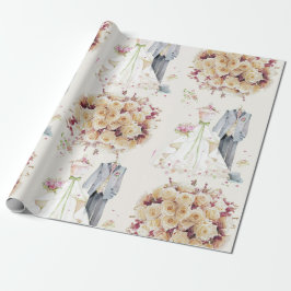 Papel De Regalo Boda de época - Bouquet rosa y blanco