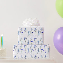 Papel De Regalo Boda de flor silvestre azul acuarela 