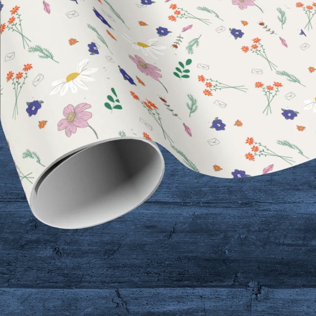 Papel De Regalo Boda de flores caprichosas dibujadas a mano  (Subido por el creador)
