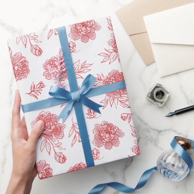 Papel De Regalo Boda de flores rojas chic (Regalar)