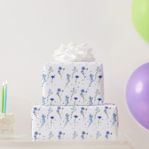 Papel De Regalo Boda de flores silvestres azules acuarela 