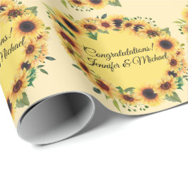 Papel De Regalo Boda de girasol Enhorabuena Añadir nombres verano