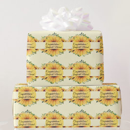 Papel De Regalo Boda de girasol Enhorabuena Añadir nombres verano
