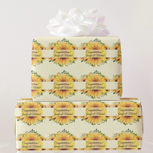 Papel De Regalo Boda de girasol Enhorabuena Añadir nombres verano (Subido por el creador)