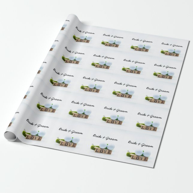 Papel De Regalo Boda de golf novia novio golf tee con amor (Desenrollado)