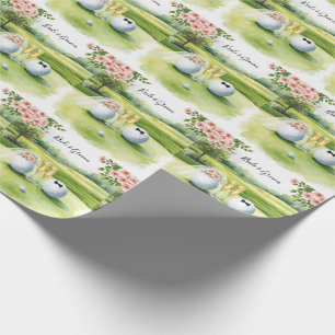 Papel De Regalo Boda de golf pelota de golf de novia y novio en ve