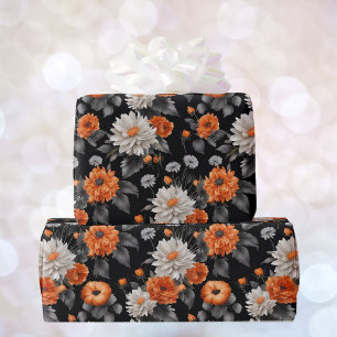 Papel De Regalo Boda de Halloween Naranja blanco negro Giftwrap