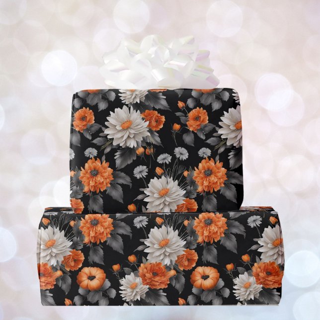 Papel De Regalo Boda de Halloween Naranja blanco negro Giftwrap (Subido por el creador)