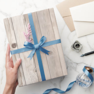 Papel De Regalo Boda de madera blanca crema rústica falsa