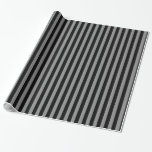 Papel De Regalo Boda de Moda rayado de rayas negras y grises<br><div class="desc">Papel de ajuste</div>