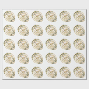 Papel De Regalo Boda de Monograma Floral Dorado Elegante