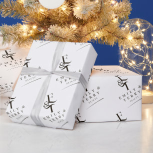 Papel De Regalo Boda de Monograma y Nombres de Novias Personalizad