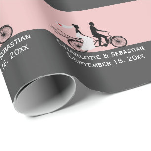 Papel De Regalo Boda de novios en bicicleta tándem linda
