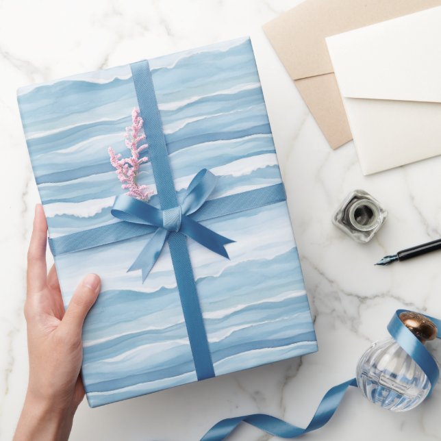 Papel De Regalo Boda de olas del océano blanco azul (Regalar)