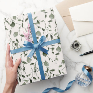 Papel De Regalo Boda de patrón botánico acuarela