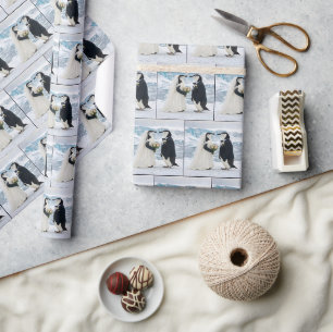 Papel De Regalo Boda de pingüinos en un glaciar ártico