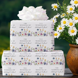 Papel De Regalo Boda de primavera con flores silvestres elegantes 