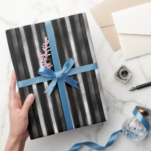 Papel De Regalo Boda de rayas negras plateadas