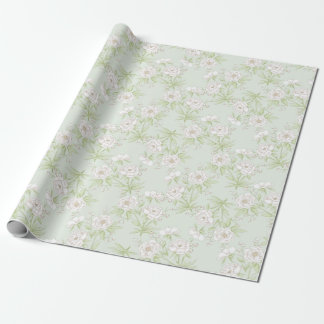 Papel De Regalo Boda de Rosa Blanca Verde Salvia