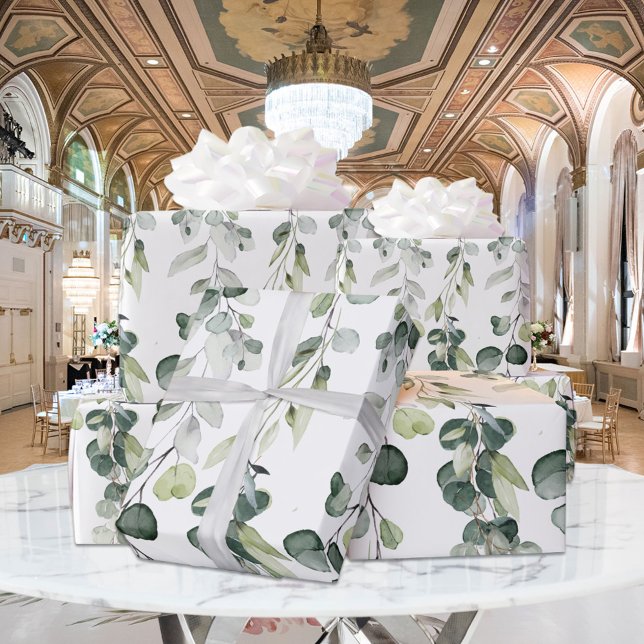 Papel De Regalo Boda de Vino verde eucalipto verde sabio plateado (Subido por el creador)