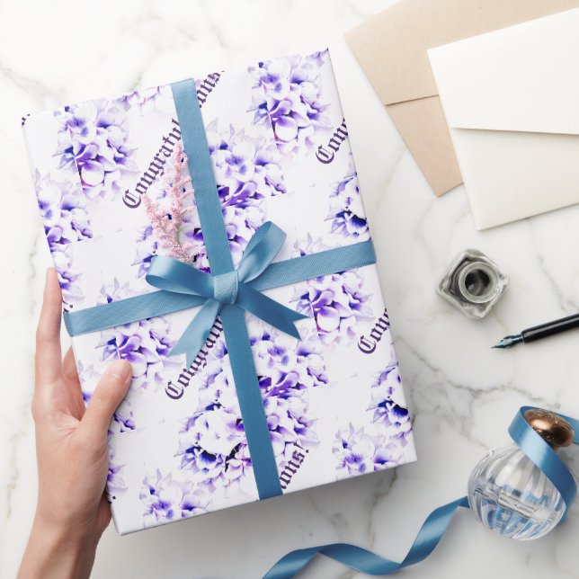 Papel De Regalo Boda de violetas elegantes (Regalar)