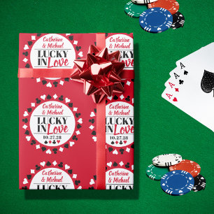 Papel De Regalo Boda del Casino Las Vegas Lucky In Love Red