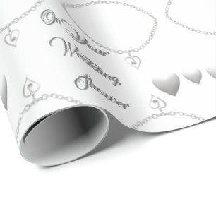 Papel De Regalo Boda del corazón plateado