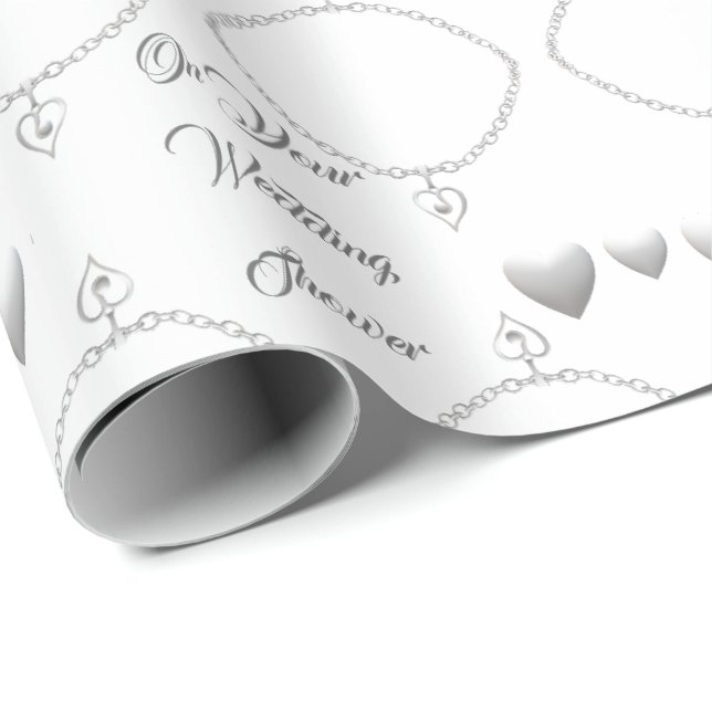 Papel De Regalo Boda del corazón plateado (Esquina del rollo)