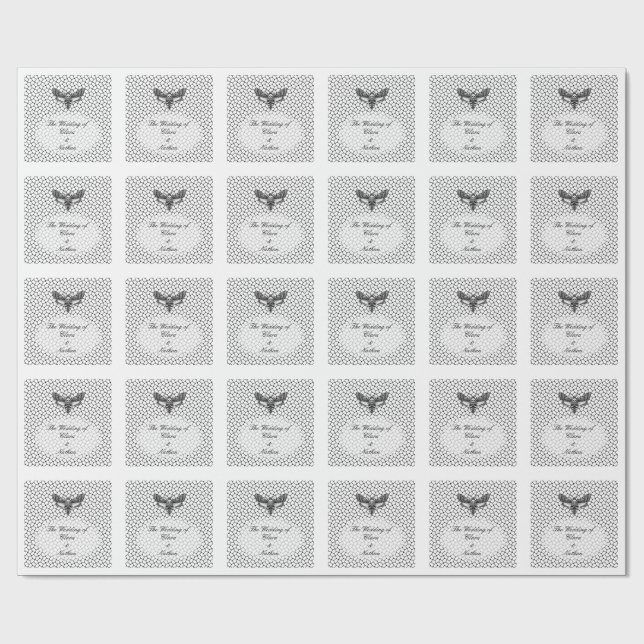 Papel De Regalo Boda del cráneo de polilla gótica - Elegante oscur (Superficie plana)