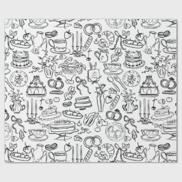 Papel De Regalo boda dibujada a mano matrimonio vegano vegetariano
