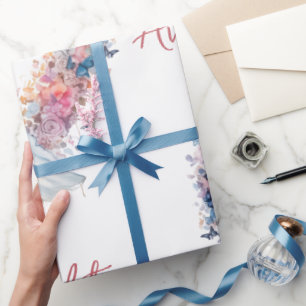 Papel De Regalo Boda/ducha de flores rosadas felicitaciones