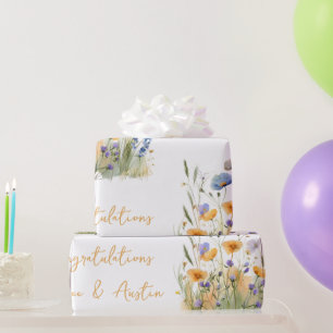 Papel De Regalo Boda/ducha Purple Wildflowers felicitaciones