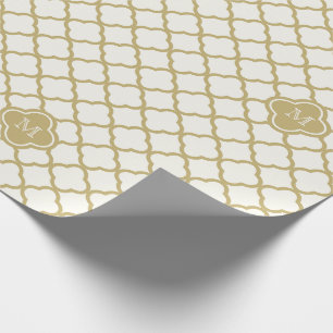 Papel De Regalo Boda elegante del modelo de Quatrefoil del oro del