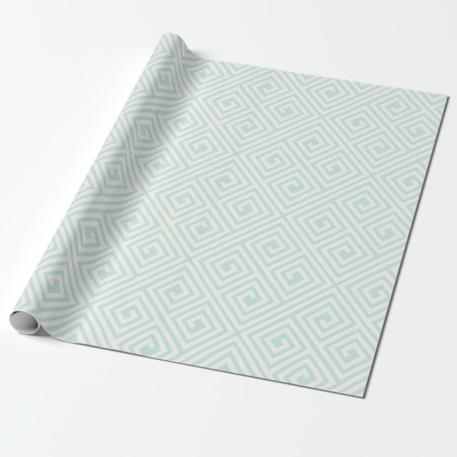 Papel De Regalo Boda elegante dominante griega de la menta de (Desenrollado)