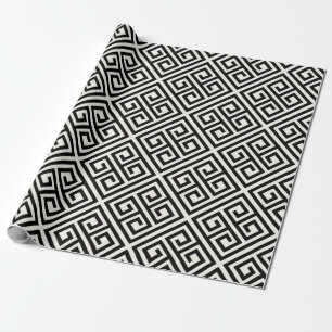 Papel De Regalo Boda elegante dominante griega de marfil negra