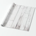 Papel De Regalo Boda elegante lamentable de madera blanca rústica<br><div class="desc">Papel de embalaje</div>