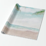 Papel De Regalo Boda Escena de Playa Pintada Island Breeze<br><div class="desc">Escena de Playa Pintada Island Breeze, con olas del océano, playa de arena y palmeras, con un hermoso cielo azul teal. Una playa tropical de verano, o diseño de boda de destino. ¡Un regalo de diseño mágico y trendy! ~ ¡Revisa mi tienda para ver todo el conjunto de boda para...</div>