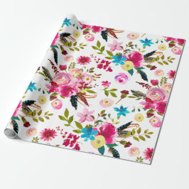 Papel De Regalo Boda floral acuarela Boho Moda