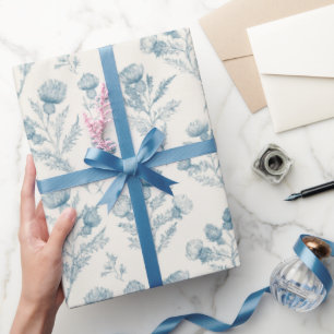Papel De Regalo Boda floral blanca azulada bonita