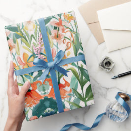 Papel De Regalo Boda floral colorido y floreciente