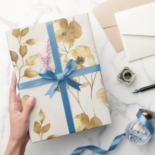 Papel De Regalo Boda floral Cream Gold