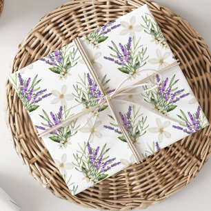 Papel De Regalo Boda floral de lavanda acuarela boho