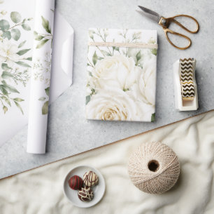 Papel De Regalo Boda floral de marfil elegante