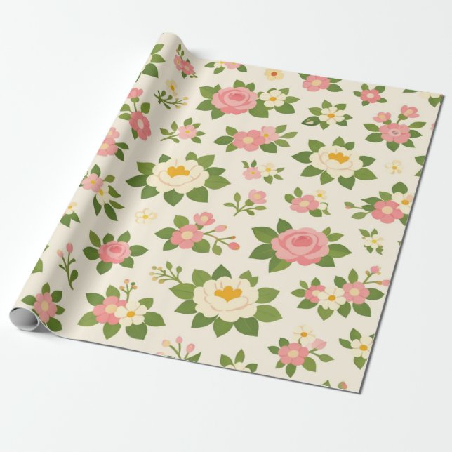 Papel De Regalo Boda floral delicada (Desenrollado)