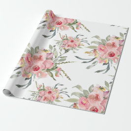 Papel De Regalo Boda floral femenina elegante rosa suave